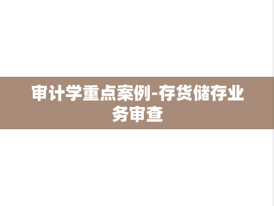 审计学重点案例-存货储存业务审查