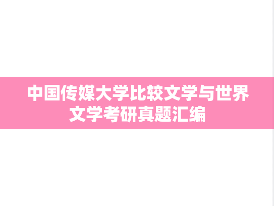 中国传媒大学比较文学与世界文学考研真题汇编