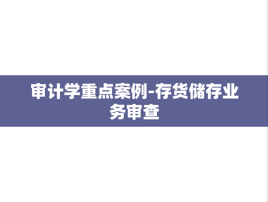 审计学重点案例-存货储存业务审查