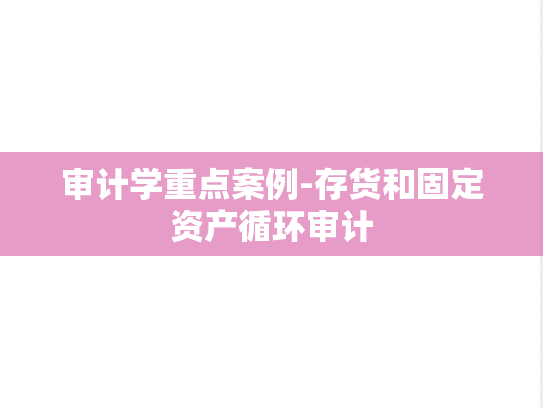 审计学重点案例-存货和固定资产循环审计
