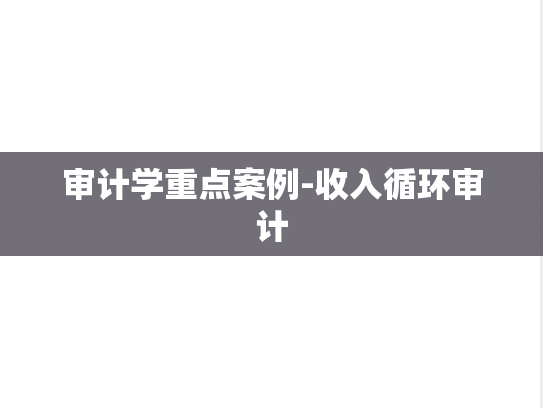 审计学重点案例-收入循环审计