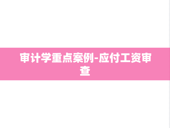 审计学重点案例-应付工资审查