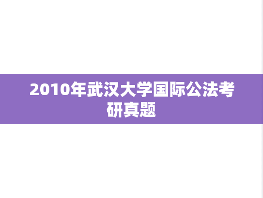 2010年武汉大学国际公法考研真题