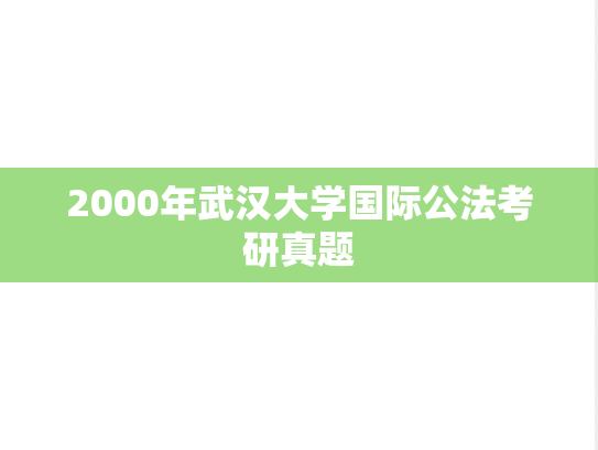 2000年武汉大学国际公法考研真题