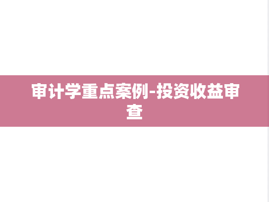 审计学重点案例-投资收益审查