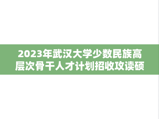 2023年<strong>武汉大学</strong>少数民族高层次骨干人才计划招收攻读硕士学位研究生招生简章