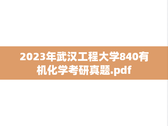 2023年武汉工程大学840有机化学考研真题.pdf