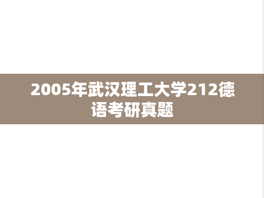 2005年武汉理工大学212德语考研真题