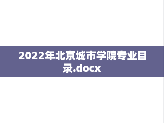 2022年北京城市学院专业目录.docx