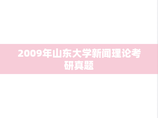 2009年山东大学新闻理论考研真题