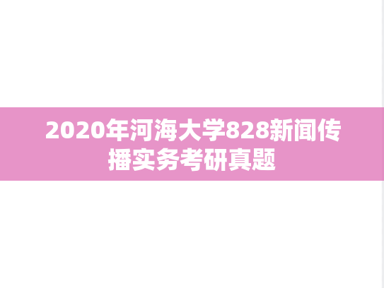 2020年河海大学828新闻传播实务考研真题
