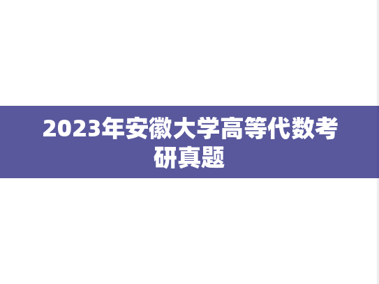 2023年安徽大学高等代数考研真题