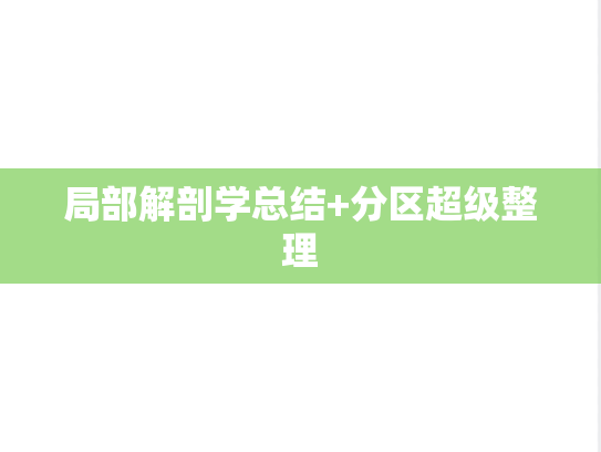 局部解剖学总结+分区超级整理