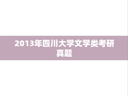 2013年四川大学文学类考研真题