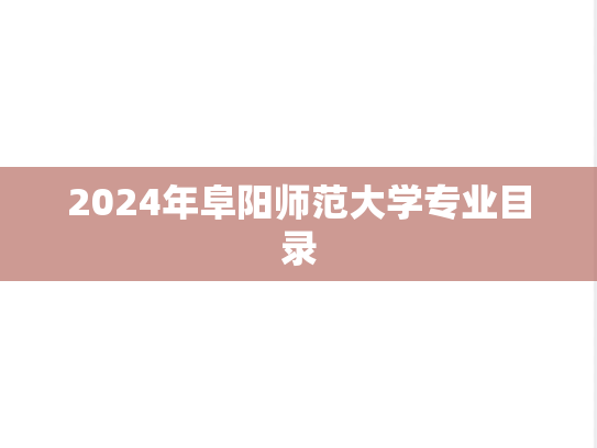 2024年阜阳师范大学专业目录