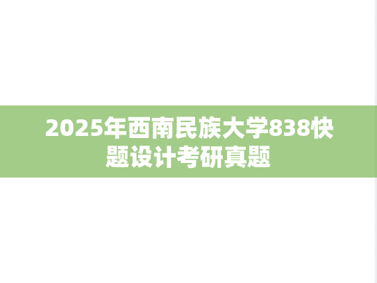 2025年西南民族大学838快题设计考研真题