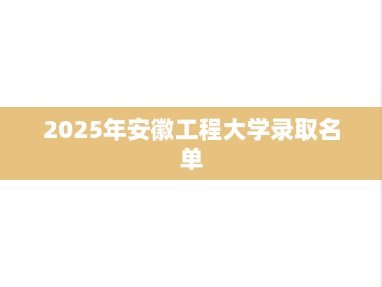 2025年安徽工程大学录取名单