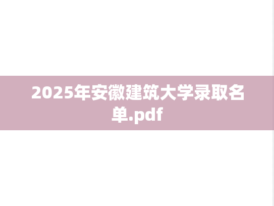 2025年安徽建筑大学录取名单.pdf