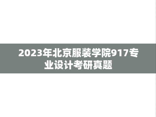 2023年北京服装学院917专业设计考研真题