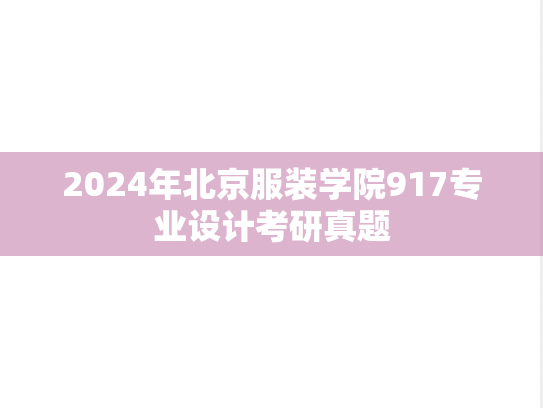 2024年北京服装学院917专业设计考研真题