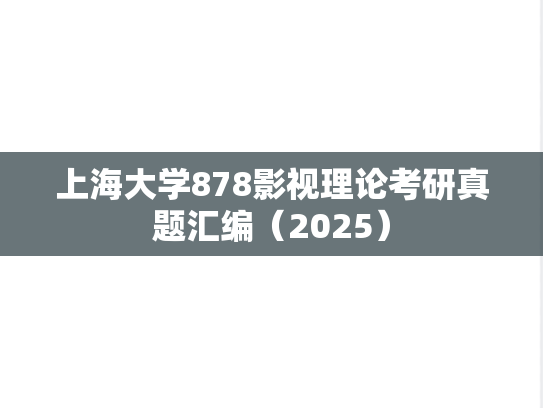 上海大学878影视理论考研真题汇编（2025）