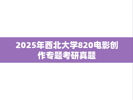 2025年西北大学820电影创作专题考研真题