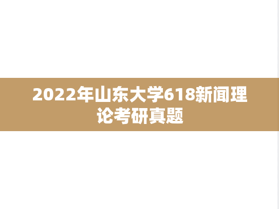 2022年山东大学618新闻理论考研真题