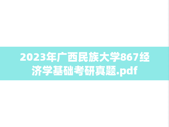 2023年广西民族大学867经济学基础考研真题.pdf