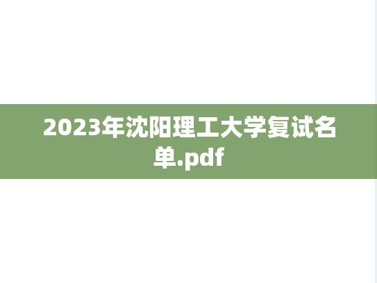 2023年沈阳理工大学复试名单.pdf