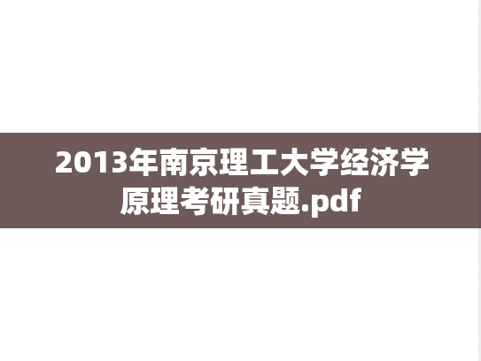 2013年南京理工大学经济学原理考研真题.pdf