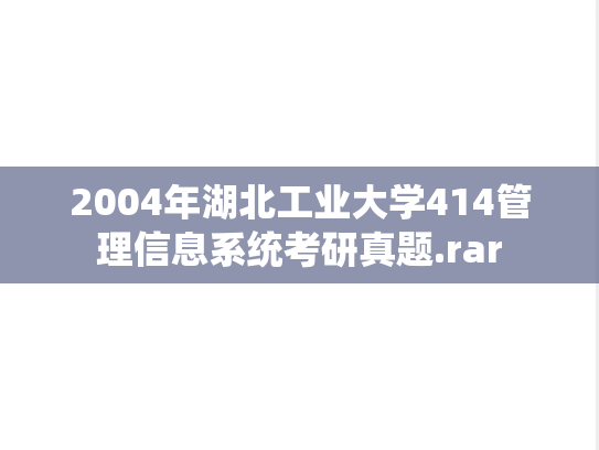 2004年湖北工业大学414管理信息系统考研真题.rar
