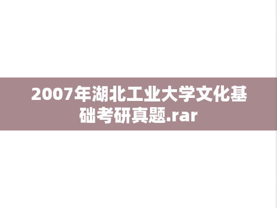2007年湖北工业大学文化基础考研真题.rar