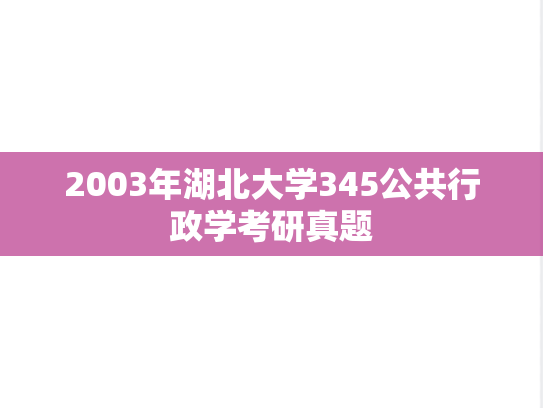 2003年湖北大学345公共行政学考研真题