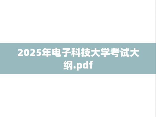 2025年电子科技大学考试大纲.pdf
