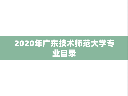 2020年广东技术师范大学专业目录