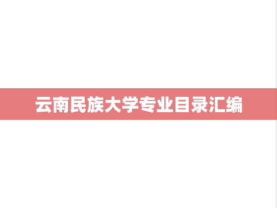 云南民族大学专业目录汇编