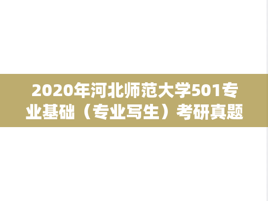 2020年河北师范大学501专业基础（专业写生）考研真题.pdf