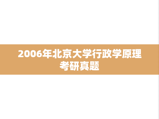 2006年北京大学行政学原理考研真题