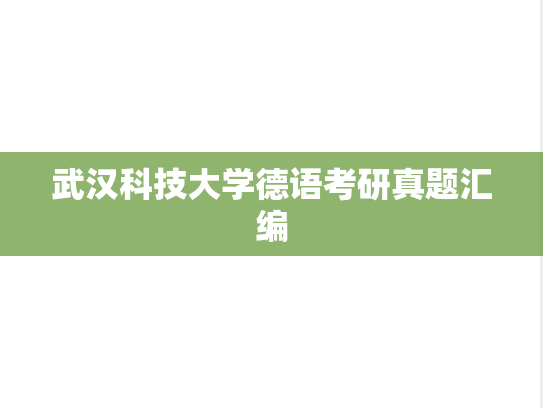 武汉科技大学德语考研真题汇编