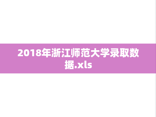 2018年浙江师范大学录取数据.xls