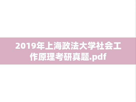 2019年上海政法大学社会工作原理考研真题.pdf