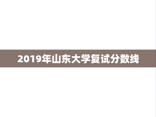 2019年山东大学复试分数线