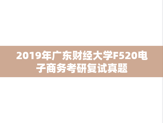 2019年广东财经大学F520电子商务考研复试真题
