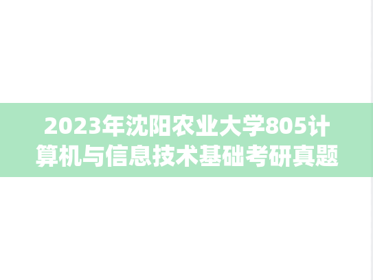 2023年沈阳农业大学805计算机与信息技术基础考研真题.pdf