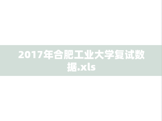 2017年合肥工业大学复试数据.xls