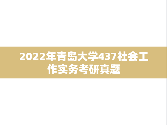 2022年青岛大学437社会工作实务考研真题