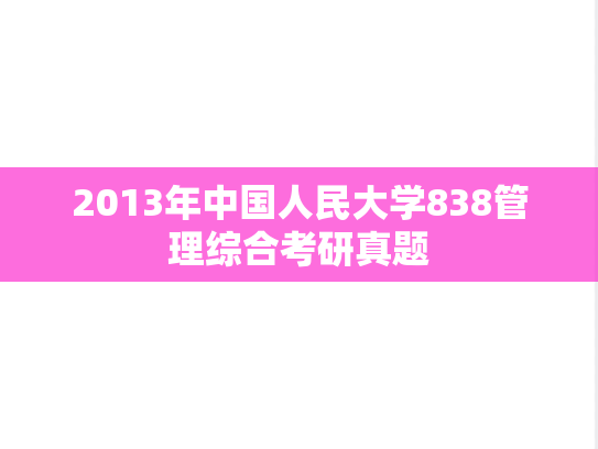 2013年中国人民大学838管理综合考研真题