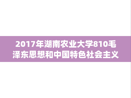 2017年湖南农业大学810毛泽东思想和中国特色社会主义理论体系概论考研真题.pdf
