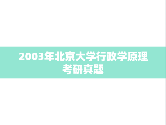 2003年北京大学行政学原理考研真题