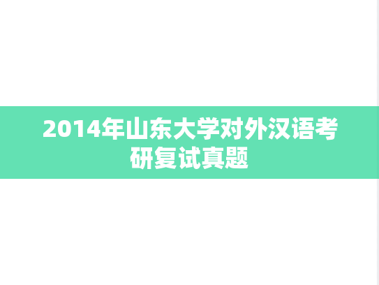 2014年<strong>山东大学</strong>对外汉语考研复试真题